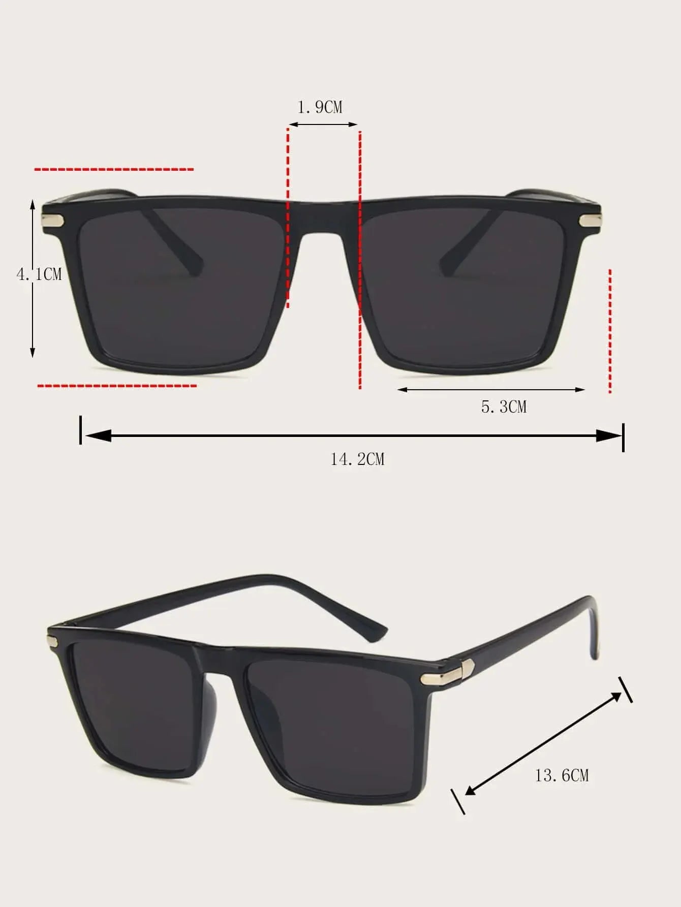 Men's Black Square-Frame Sunglasses – Stylish & Durable for Outdoor Adventures